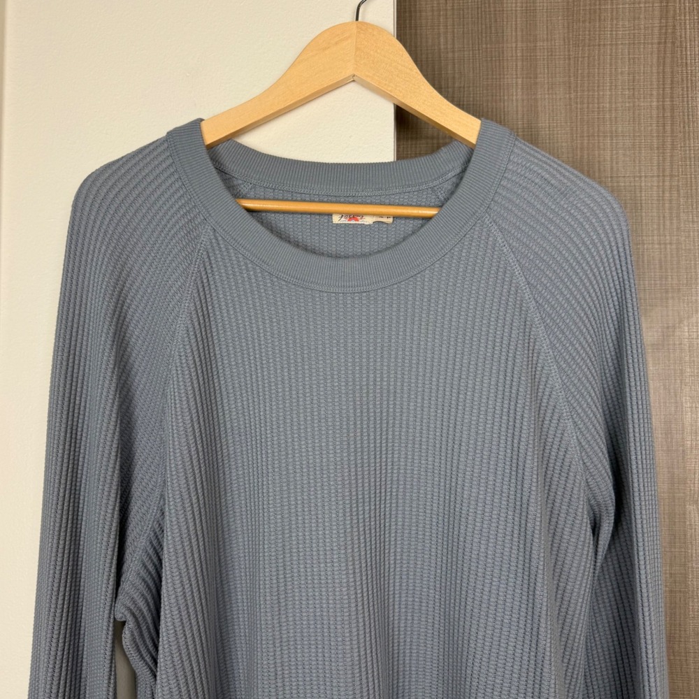 Faherty Legend Waffle Knit Crew in Tradewinds Blue Long Sleeve Top Size XL - Picture 4 of 12